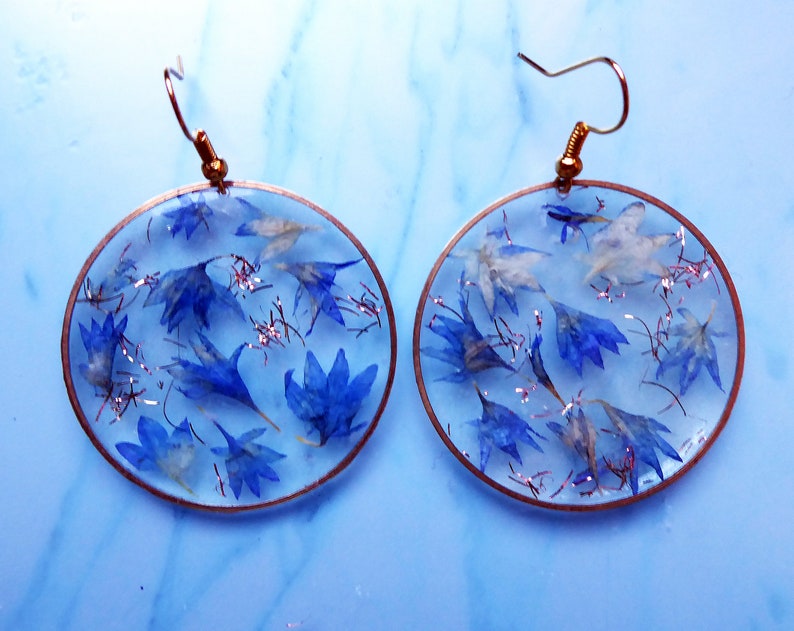 Cornflower Earrings Handmade Earrings Statement Earrings Etsy