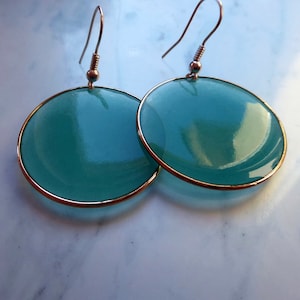 Statement Turquoise Earrings Gold, Handmade Transparent Jewelry Gift