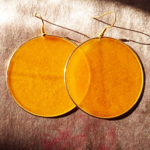Yellow Earrings Transparent, Gold Statement Jewelry Gift