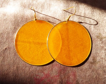 Gele oorbellen transparant, gouden statement sieraden cadeau