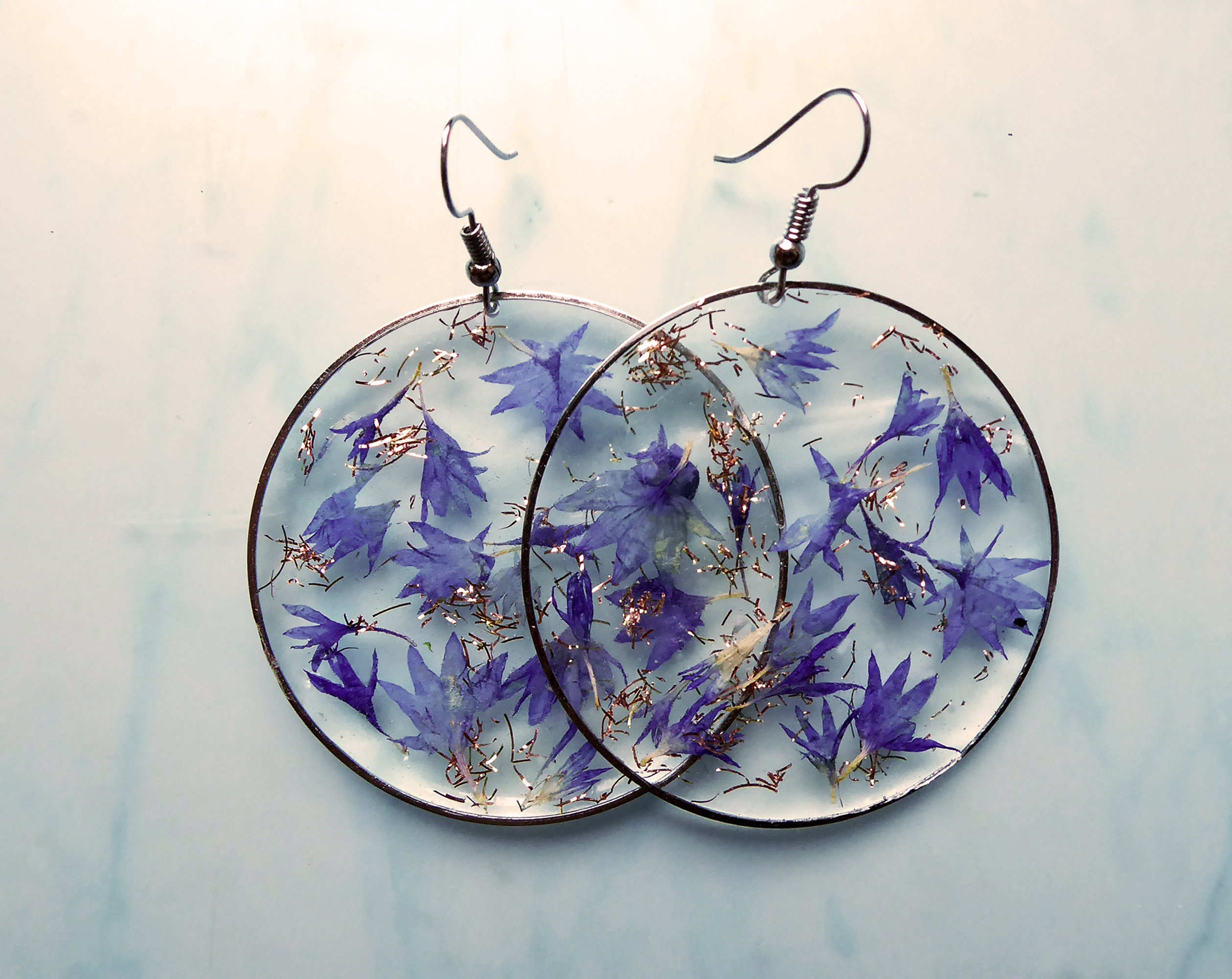 Cornflower Earrings Blue Earrings Statement Earrings Etsy