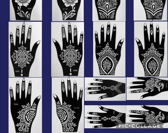 Set of 10 or 20 Random Henna Stencils | Stencil for Henna, Jagua, Glitter, Air Brush Temporary Tattoos | Mehndi Stencils