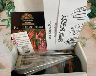 Basic Organic Henna Kit-Starter Kit-Makes up to 5 Cones-5 Times sifted Henna Powder-Lavender, Eucalyptus/Tea Tree Blend Essential Oil