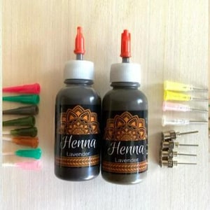 Henna Lavender Bottles - Premade Paste - 8 Piece or 16 Piece Tips