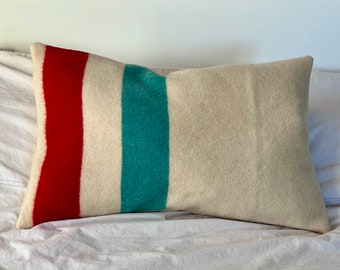 Vintage all wool Hudson’s Bay blanket upcycled cushion cover