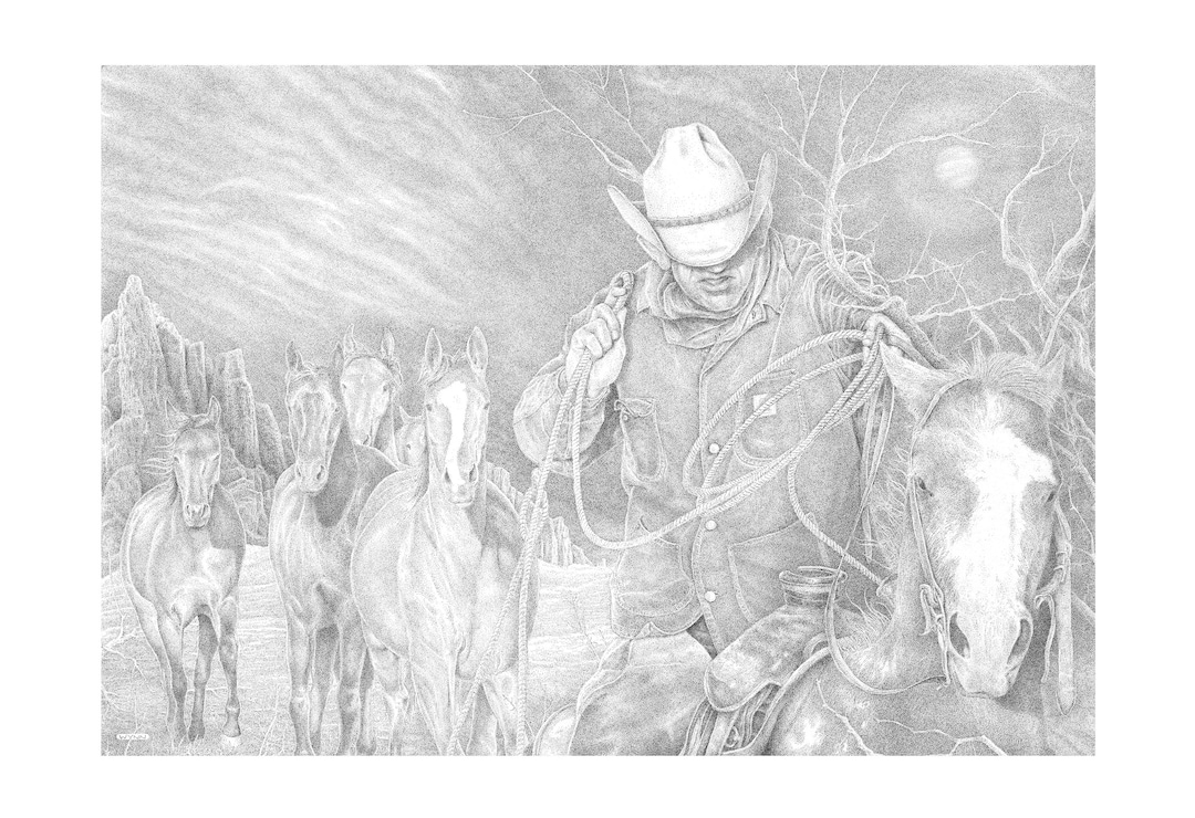 Spirit Riders Pointillism Storm Rider Pen & Ink Pointillism Stipple Print - Etsy