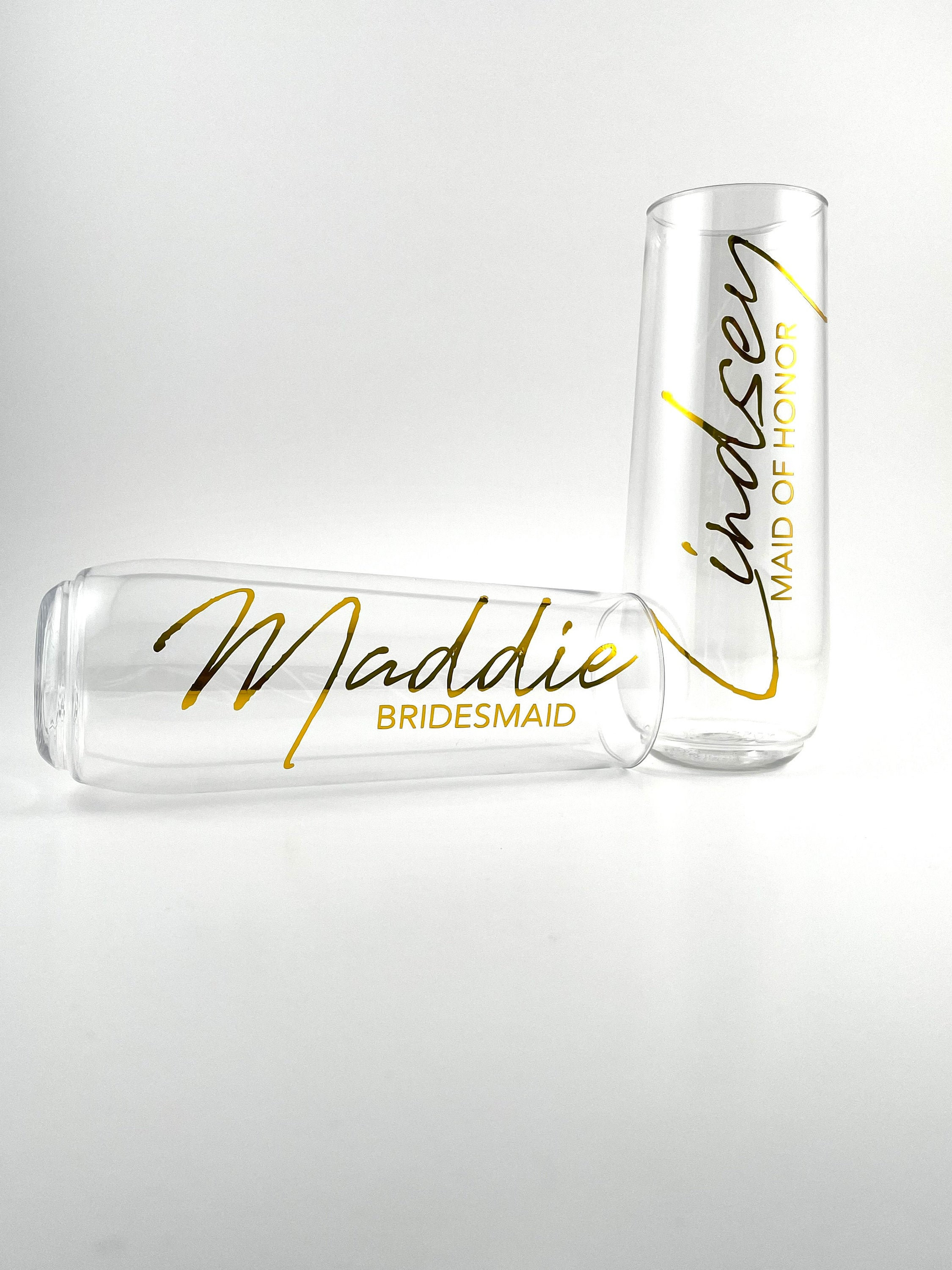 Personalized Bridesmaid Champagne Flutes: Bachelorette Party Favors
