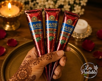 Organic Henna Cone: Natural Bridal Body Art Stain, Dark Henna Paste (Prefilled Cones)