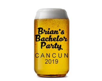 Bachelor Party Favor Groomsmen Gift Plastic Beer Can Glass cup Tossware Favors Custom Text for your event Hashtag any text in 3-5 rows