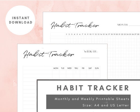 Habit Tracker Printable Goal Planner Monthly Habits - Etsy