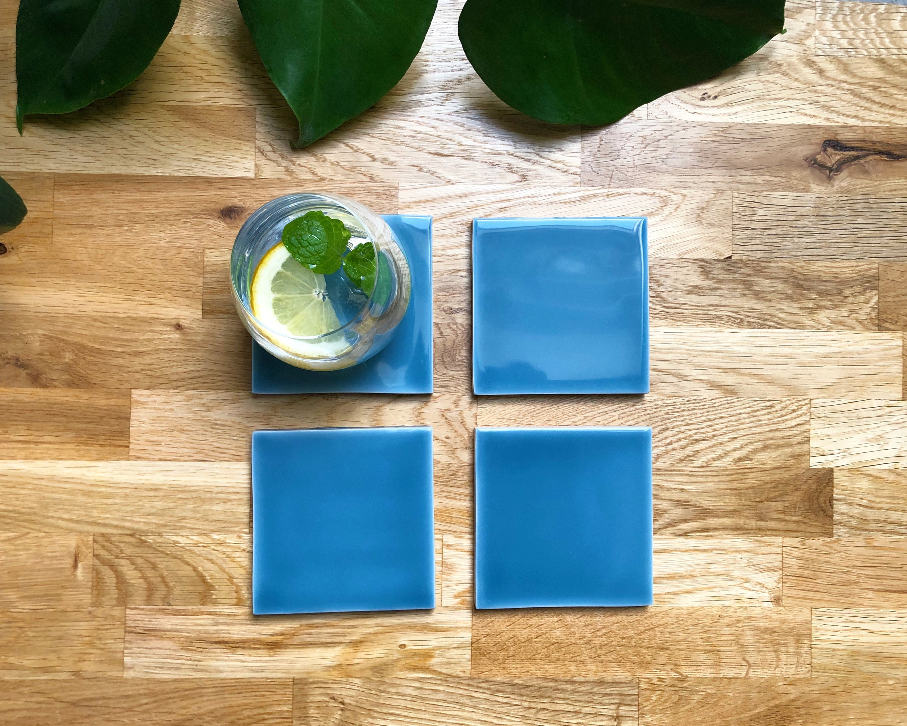Koi 4D Set of 4 Handmade Natural Stone Ceramic Tile Drink Coasters 