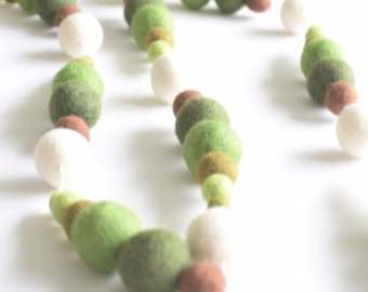 Pine Trees in the Snow Wool Felt Ball Garland