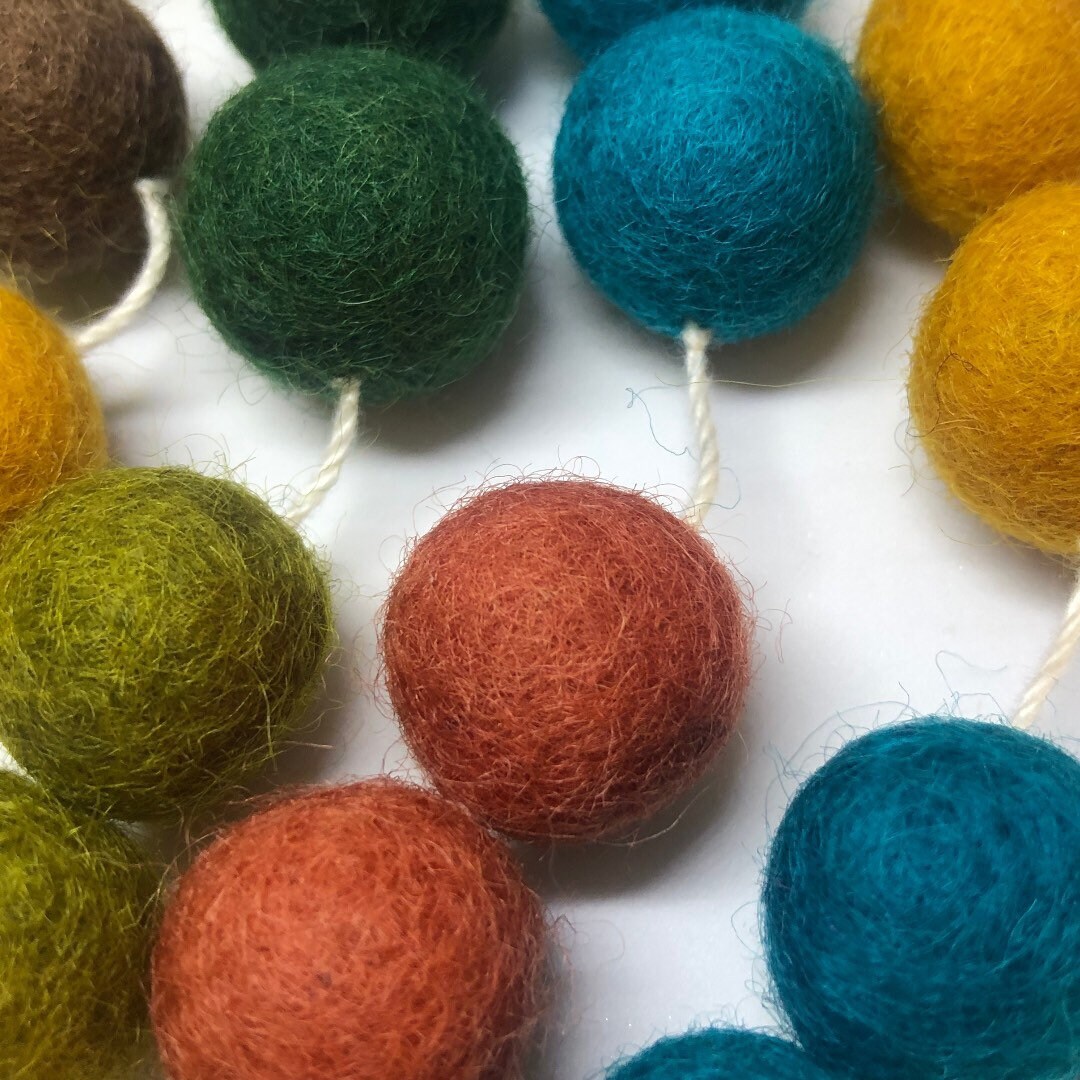 Fall Felt Wool Ball Garland Etsy