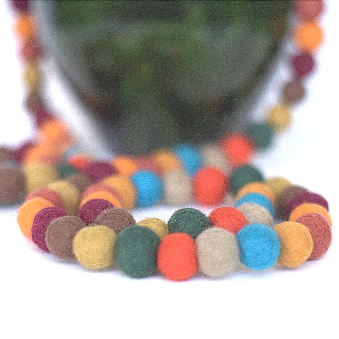 Wool Felt Ball Unspaced Garland in 10 Brilliant Fall Colors. Etsy UK
