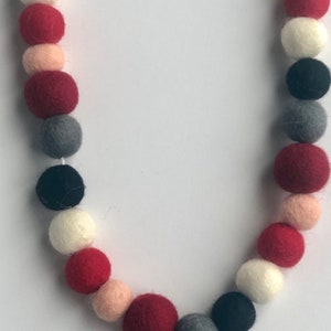 Modern Valentine Colors Wool Felt Ball Garland, Unspaced