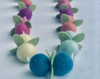 Spring wool felt ball garland