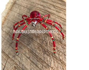 Red Beaded Christmas Spider