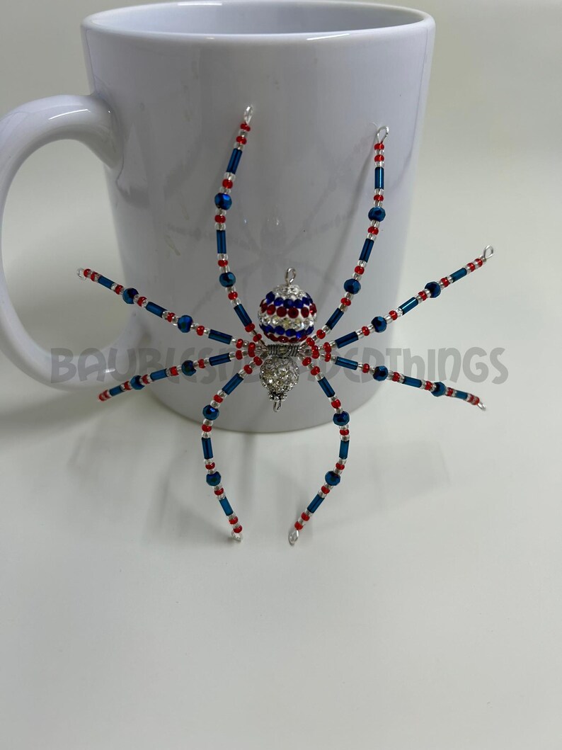 Red, White Blue Sparkling Beaded Spider - Etsy