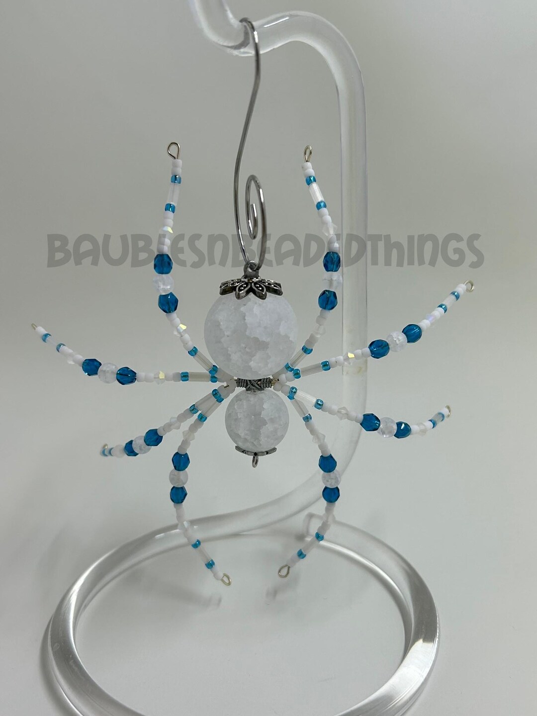 Frosted Blue Beaded Spider - Etsy