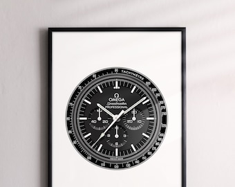 Omega Speedmaster Illustration Poster Print - Moonwatch Professional