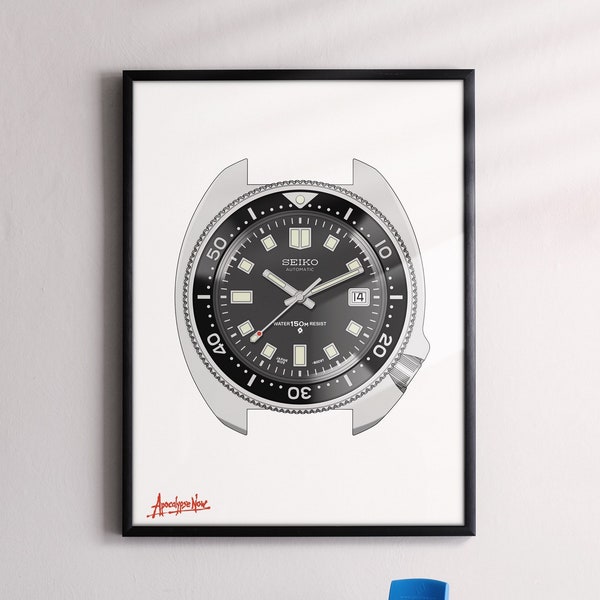 Stampa dell'orologio Seiko 6105-8110 Willard – Arte murale vintage da sub (giclée)