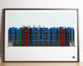Pompidou Centre Paris - Rear Elevation