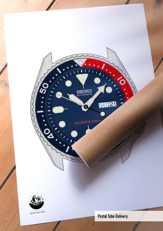 Seiko SKX009 Illustration Poster - Etsy UK