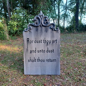 GRANDE Per Dust Thou Art Versione Nero/Grigio Autentica Lapide di Halloween Fatta a Mano Lapide Decorazione di Halloween Arte da Giardino SPEDIZIONE GRATUITA