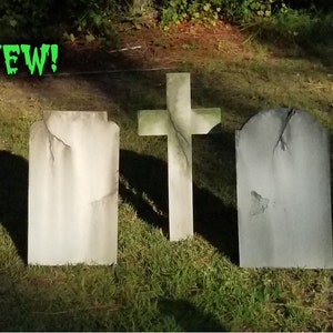Set di 3 lapidi vuote autentiche fatte a mano per Halloween, lapidi per cimitero, decorazioni per Halloween, arte da giardino, SPEDIZIONE GRATUITA