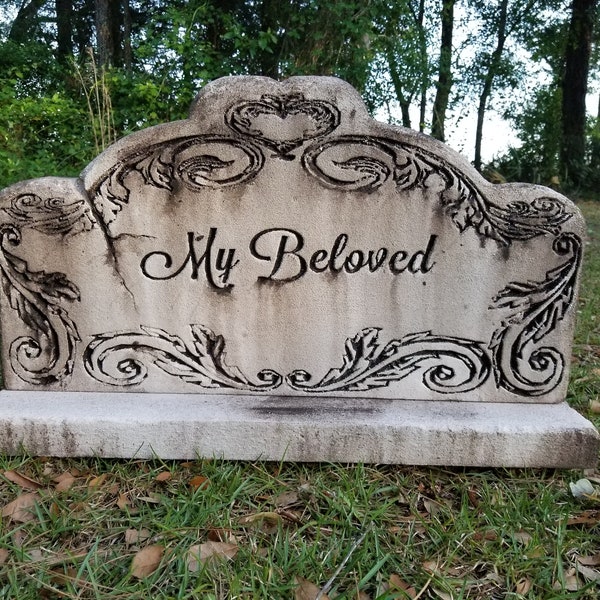 My Beloved Authentic Handmade Halloween Tombstone Prop Cemetery Gravestone Halloween Decor Yard Art FREE SHIPPING