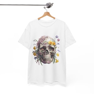 Dia de los Muertos Unisex Tee Shirt, Floral Skull Day of the Dead Clothing, Spring Colors Tshirt, Festival Apparel, Mexican Holiday Top,
