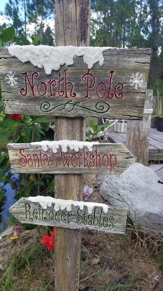 Christmas Sign north Pole, Santa's Workshop Home Yard Decor, Yard  Decorations, Wood Sign, Christmas Decor, Christmas Sign, Christmas 