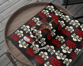 Schädel-frohe Weihnachten Geschenkpapiere | Halloween Weihnachten Schädel Geschenkverpackung