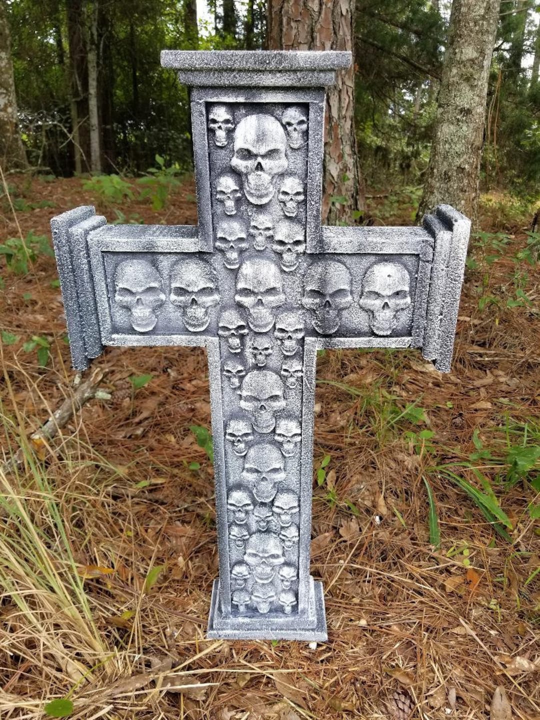 Handmade Skull Cross Tombstone Prop: Halloween Graveyard Decor - Etsy