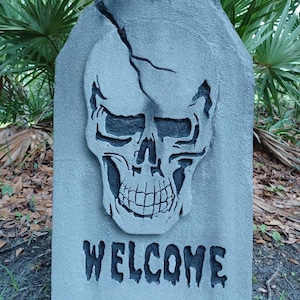 BENVENUTO Scheletro NERO Lapide Halloween Prop Cimitero Lapide Halloween Decor Yard Art