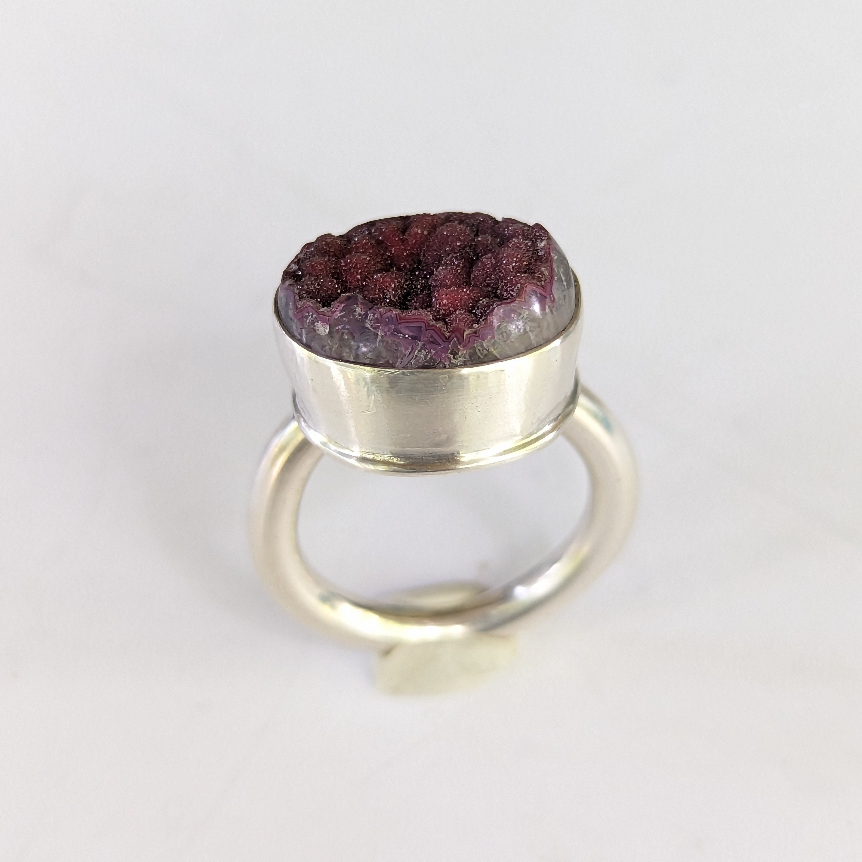 Solid Sterling Silver Ring Raspberry Druzy Quartz Ring - Etsy