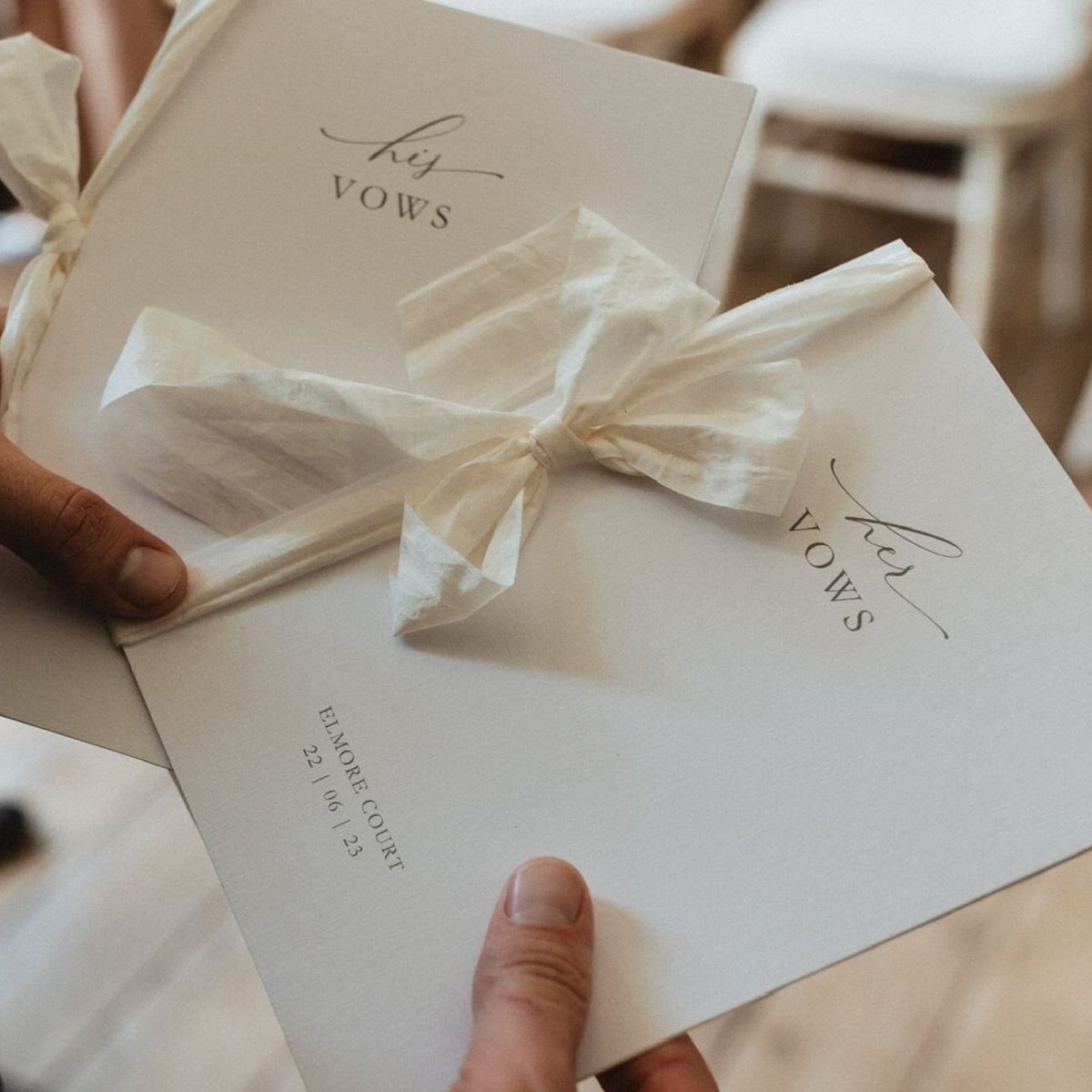 Wedding Vow Booklets on Linen Card With Faux Silk Ribbon // Vow Booklet Set, Bride's Vows, Groom's Vows, His & Hers Vows, Modern Wedding - Etsy