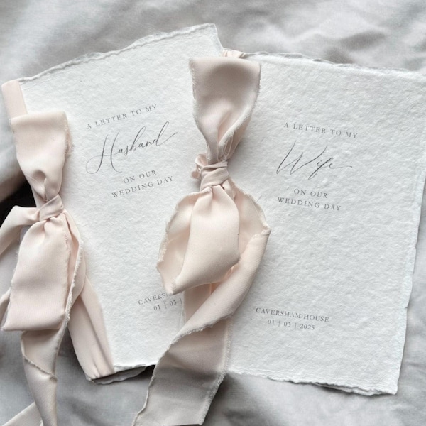 Wedding Letters to my Bride, Groom, Husband, Wife // Personalised Handmade Paper Booklets with Ribbon