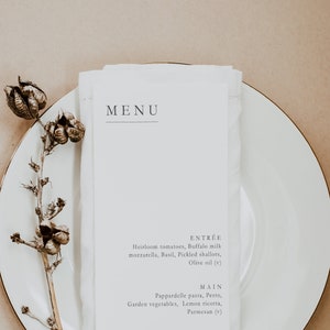 Hochzeitsmenüs auf Leinenkarton // Hochzeits-Frühstück, Abendkarte für Hochzeiten, Konferenzen, Geburtstage, Junggesellinnenabschiede, Baby Partys