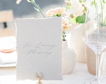 In Loving Memory Mini Sign on Handmade Paper // Personalised for Weddings, Special Occasions, Birthdays