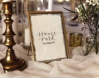 Hand Calligraphered Table Numbers: Handmade Paper Wedding Signs
