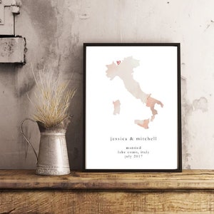 Personalised Engagement Map Print // Custom Map Print, Wedding Gift, Anniversary, Couple, Newly Weds, Gifts for Her