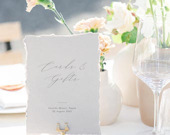 Cards & Gift Sign on Handmade Paper // Personalised for Weddings, Special Occasions, Birthdays