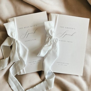 Libretti di discorsi di matrimonio su cartoncino di lino con nastro in finta seta // Discorso del testimone di nozze, discorso del padre della sposa, discorso dello sposo, discorsi di matrimonio,