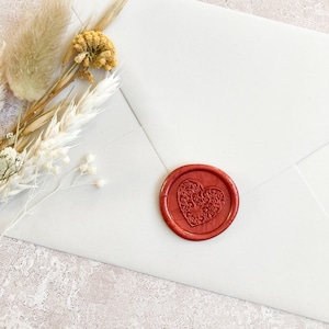 Sellos de lacre autoadhesivos con forma de corazón // Sellos para sobres para invitaciones de boda, papelería, tarjetas de felicitación, cartas, papel de regalo y ocasiones especiales