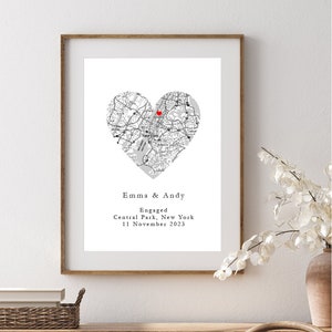 DIGITALE personalisierte Verlobungskarte Print // Custom Map Print, Hochzeitsgeschenk, Jahrestag, Paar, frisch vermählt, Geschenke für Sie