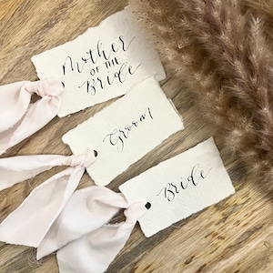 Handwritten Place Cards on Handmade Paper// Place Names, Place Settings for Weddings, Conferences, Birthdays, Hen Parties, Baby Showers