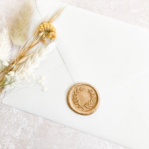 Sigilli di ceralacca autoadesivi Olive Wreath // Timbri per buste per inviti di nozze, cancelleria, biglietti di auguri, lettere, carta da regalo e occasioni speciali