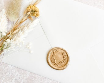 Olive Wreath Self-Adhesive Wax Seal // Wax Seal Stamp, Wax Stamp, Wedding Stamp, Wedding Invitation, Sealing Wax, Envelope Seal