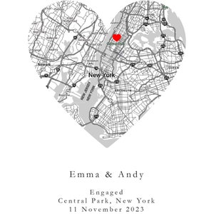 Personalised Engagement Map Print // Custom Map Print, Wedding Gift, Anniversary, Couple, Newly Weds, Gifts for Her zdjęcie 3